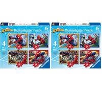 Ravensburger Marvel Spider-Man 4 in a Box Jigsaw Puzzles for Kids, 12, 16, 20 and 24 Piece Puzzle Set, Ages 3 Years and Up (Pack of 2)