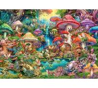Ravensburger Merry Mushroom Village 1000 Piece Jigsaw Puzzle for Adults, Colourful Fantasy Village Design, Ages 12 Years and Up