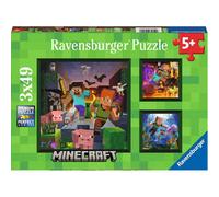 Ravensburger Minecraft Biomes 3X 49 Piece Jigsaw Puzzles - Brand New And Sealed