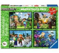 Ravensburger - Minecraft Jigsaw Puzzle, Bumper Pack 4 x 100, Gift Idea for Children 5+ Years, Educational and Stimulating Game, 4 Jigsaw Puzzles of 100 Pieces, 36 x 26 cm
