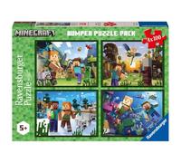 Ravensburger - Minecraft Jigsaw Puzzle, Bumper Pack 4 x 100, Gift Idea for Children 5+ Years, Educational and Stimulating Game, 4 Jigsaw Puzzles of 100 Pieces, 36 x 26 cm