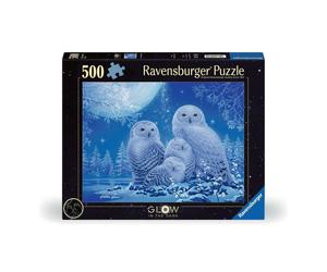 Ravensburger Owls in The Moonlight - 500 Piece Glow-in-The-Dark Jigsaw Puzzle | Mysterious Nocturnal Beauty | Softclick Technology