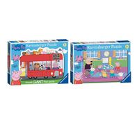 Ravensburger Peppa Pig London Red Bus 24 Piece Giant Shaped Floor Jigsaw Puzzle for Kids Age 3 Years Up & Peppa Pig Classroom Fun 35 Piece Jigsaw Puz