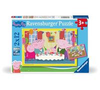 Ravensburger Peppa Pig Toys for 3 Year Olds - 2x 12 Piece Jigsaw Puzzles - Birthday Party Time - 2024 Edition