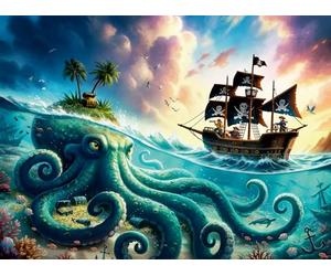 Ravensburger Pirates Treasure 100 Piece XXL Jigsaw Puzzle for Kids Age 6+, Pirate Ship & Giant Octopus Adventure Puzzle, Extra Large Pieces Children’s Puzzle Game