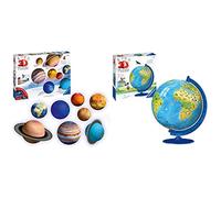 Ravensburger Planetary Solar System 3D Globe Jigsaw Puzzle Set for Kids Age 6 Years Up - Space & Planets - No Glue Required & Children’s World Globe 3D Jigsaw Puzzle