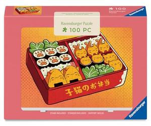 Ravensburger Purrfect Bento Kawaii Cats 100 Piece Mini Jigsaw Puzzle with Stand - Cute Japanese Cat Bento Artwork - Compact Puzzle Gift for Teens & Adults