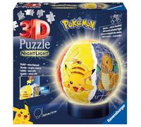 RAVENSBURGER PUZZLE Ravensburger 3D 11547 Night Light Puzzle Ball Pokémon 72 Pieces for Pokemon Fans from 6 Years LED Bedside Lamp with Clapping Mechanism