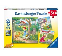 Ravensburger Rapunzel Red Riding Hood and The Frog King Puzzle Set | 3 x 49-Piece Jigsaw Puzzles | Unique Piece Design | Fosters Brain Development i