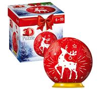 Ravensburger Red Reindeer Festive Christmas Tree Bauble Decoration 3D Jigsaw Puzzle Ball for Kids Age 6 Years Up - 54 Pieces - No Glue Required