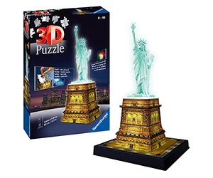 Ravensburger Statue of Liberty 3D Jigsaw Puzzle for Adults and Kids Age 8 Years Up - Night Edition with LED Lighting - No Glue Required