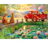 Ravensburger Jigsaw Puzzle Summer Love - 500 Piece, Premium Lakeside Scene with Dogs & Swans