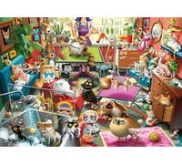 Ravensburger The Cat Groomer 1000 Piece Jigsaw Puzzle - Funny Cat Spa Scene by Dean MacAdam - Premium Quality Puzzle for Adults