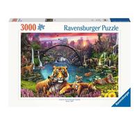Ravensburger - Tigers in Paradise - 3000 Piece Jigsaw Puzzle - Fantastic Beautifully Vivid Depiction of Tigers at Sunset - Frameable - Premium Q