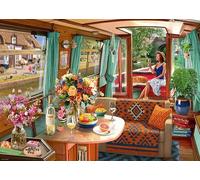 Ravensburger View From My Window No.1 Canal Boat 1000 Piece Jigsaw Puzzle - Steve Read Artwork, Countryside & Narrowboat Scene - Premium Puzzle for Adults