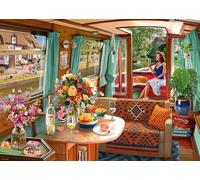 Ravensburger View From My Window No.1 Canal Boat 1000 Piece Jigsaw Puzzle - Steve Read Artwork, Countryside & Narrowboat Scene - Premium Puzzle for Adults