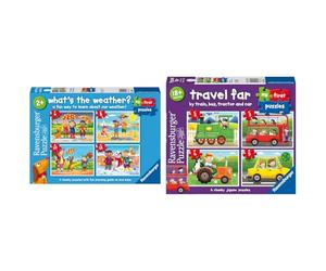 Ravensburger What's The Weather? My First Jigsaw Puzzles for Kids 2 Years Up (2, 3, 4 & 5 Pieces) & Travel Far, My First Jigsaw Puzzles (2, 3, 4 & 5 Piece) Educational Toys