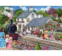 Ravensburger Whistle Stop Cottage 1000 Piece Jigsaw Puzzle - Debbie Cook Countryside Steam Train Scene for Adults & Families,