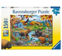 Ravensburger Wildlife Gathering Jigsaw Puzzle | 150 Piece Animal Puzzle for Kids 7+ | Fun & Educational Forest Scene with Beavers, Bison, Deer, Ducks & Moose
