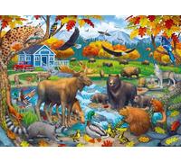 Ravensburger Wildlife Gathering Jigsaw Puzzle | 150 Piece Animal Puzzle for Kids 7+ | Fun & Educational Forest Scene with Beavers, Bison, Deer, Ducks & Moose