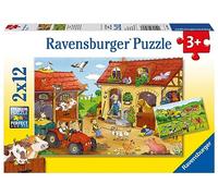 Ravensburger Working On The Farm - Jigsaw Puzzles for Kids Age 3 Years Up - Toddler Toys - 2x 12 Pieces - Animals