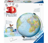Ravensburger 3D World Globe Puzzle on V-Stand - 540 Piece Jigsaw for Adults and Kids Ages 10 Years and Up - Sturdy Plastic Pieces, No Glue Required