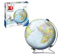 Ravensburger 3D World Globe Puzzle on V-Stand - 540 Piece Jigsaw for Adults and Kids Ages 10 Years and Up - Sturdy Plastic Pieces, No Glue Required