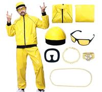 Raveparty 90s Rapper Celebrity Ali-g Costume - Hip Hop Fancy Dress for Adults With Hat, Necklace, Beard, Glasses, Ring for Carnival Halloween Party