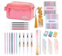 Raveparty Aesthetic Stationery, Pastel Stationery, Green Pink Stationery Set for Women Girls University College Essentials (Pink)