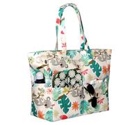 Raveparty Beach Bags for Women with Zip, Summer Large Beach Bag with Hawaiian Style Floral Pattern for Seaside Holiday Pool Party (Style E)