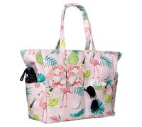 Raveparty Beach Bags for Women with Zip, Summer Large Beach Bag with Hawaiian Style Floral Pattern for Seaside Holiday Pool Party (Style D)