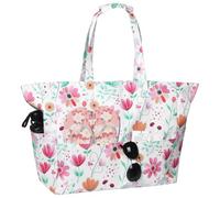 Raveparty Beach Bags for Women with Zip, Summer Large Beach Bag with Hawaiian Style Floral Pattern for Seaside Holiday Pool Party (Style C)