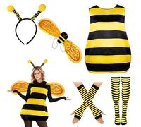 Raveparty Bee Costume Adult, Bee Wings Adult, Bee Costume Women with Headband Wings Gloves Socks for World Book Day Carnival Halloween (XL)