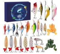 Raveparty Fishing Advent Calendar 2025, Toy Advent Calendar 2025, Fishing Christmas Calendar with 24 Pcs Small Fish Shrimp Frog Toys for Adults Christmas Advent Gifts