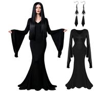 Raveparty Gothic Vampire Witch Costume, Medieval Dress for Women, Halloween Cosplay Carnival (Style A, 2XL)