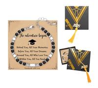 Raveparty Graduation Gifts for Her Him, Congratulations Gifts with Graduation Bracelet Blessing Card Gift Box for Students Friends Family (Black)