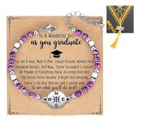 Raveparty Graduation Gifts for Her Him, Congratulations Gifts with Graduation Bracelet Blessing Card Gift Box for Students Friends Family (Pink)
