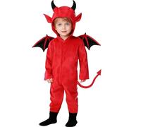 Raveparty Kids Devil Costume, Red Devil Costume Kids, Devil Jumpsuit Halloween Costumes for Boys (Red, L)