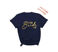 Raveparty Team Bride Tshirt, Hen Do Tshirts, Bride Tribe Costume with 2pcs Wristbands for Hen Do Party Bridesmaid Party Wedding Event (UK, Alpha, S, Regular, Regular, D)