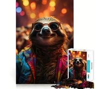 Raver Party Sloth 1000 Pieces Jigsaw Puzzles for Adults Mental Logic Toy Serene Time Firm Cut (38x26cm)