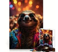 Raver Party Sloth 1000 Pieces Jigsaw Puzzles for Teenagers Memory Upgrade Casual Relax Sharp Cut Art Display (50x75cm)