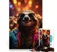 Raver Party Sloth 1000 Pieces Jigsaw Puzzles for Teenagers Memory Upgrade Casual Relax Sharp Cut Art Display (50x75cm)