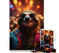 Raver Party Sloth Jigsaw Puzzles for Adults1000 Pieces Memory Gain Stress Relief Design Assembly Memorable Gift (38x52cm)