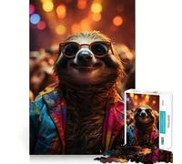 Raver Party Sloth Jigsaw Puzzles for Adults1000 Pieces Memory Gain Stress Relief Design Assembly Memorable Gift (38x52cm)