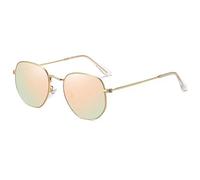 RAVI EYEWEAR Polarized Hexagon Sunglasses for Women and Men Small Hexagonal Mirrored Lens Polygon Sun Glasses