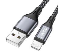 RAVIAD iPhone Charger Cable 4ft/1.2m [MFi Certified] Lightning Cable Nylon Braided Charger Lead Fast Charging Compatible with iPhone 14 13 12 11 Pro Max Xs X XR 8 7 6s 6 SE 5 5s 5c - Gray