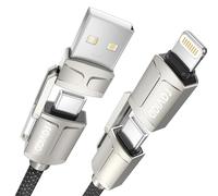 RAVIAD Multi Charger Cable, 4 in 1 3A USB Fast Charging Cord 60W PD Multi Charging Cable USB C/USB A to Lightning, USB C/USB A to USB C for iPhone, Android Samsung Galaxy, Oneplus, LG -50CM