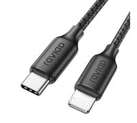 RAVIAD USB C to Lightning Cable 1M [MFi Certified] iPhone Fast Charger Cable Power Delivery Nylon USB-C Charging Cord for iPhone 14/13/12/12 PRO Max/12 Mini/11/11PRO/XS/Max/XR/X/8/8Plus/iPad -Black