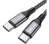 RAVIAD USB C to USB C Charger Cable [1M], 60W iPhone 15 Charger Cable PD Type C Cable Braided Data Lead Compatible with iPhone 15/Plus/15 Pro/15 Pro Max, MacBook Pro/Air, Samsung S23 S22 S21, Huawei