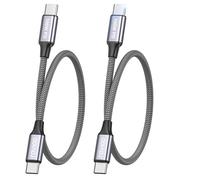 RAVIAD USB C to USB C Charger Cable Short 2Pack 0.5M 100W 5A Fast Charging Cable Type C Charger Fast Charge Lead USBC to USBC Cord for iPhone 17 16 15 Pro Max, Galaxy S25 S24,MacBook,iPad Pro Air-Grey